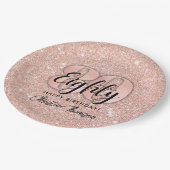 ピンクグリッター'80th誕生日紙プレート ペーパープレート (アングル)