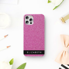 ピンクグリッター グリッターバックグラウンド あなたの名前 iPhone 16ケース