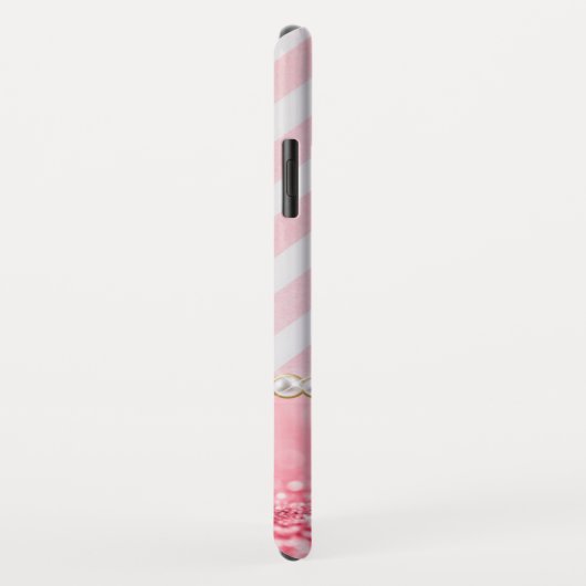 ピンクグリッター、シェブロンストライプパーソナライズされた Case-Mate iPhoneケース (裏面/右)