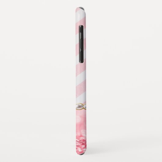 ピンクグリッター、シェブロンストライプパーソナライズされた Case-Mate iPhoneケース (裏面/左)