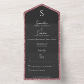 ピンクグリッター&ブラックグラムモダンノディナー オールインワン招待状 (内側)