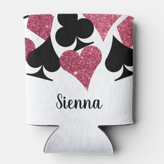 ピンクグリッター ベガス テーマ メイド オブ オナー カスタム ネーム 缶クーラー (裏面)