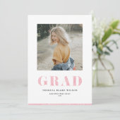 ピンクグリッター ボールド GRAD タイポグラフィー 卒業写真 案内状 (スタンド正面)