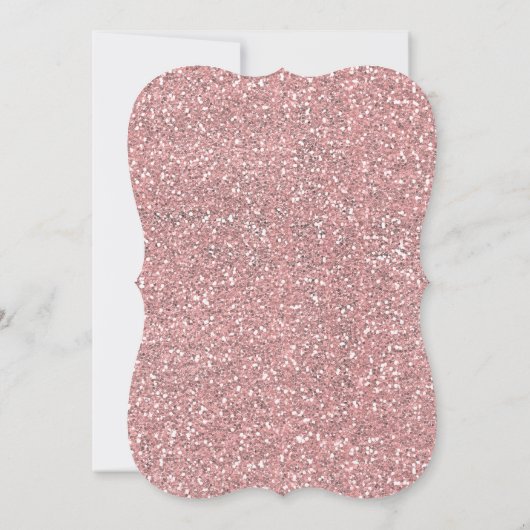 ピンクグリッター ローズゴールド グラムチック バースデーパーティー 招待状 (裏面)