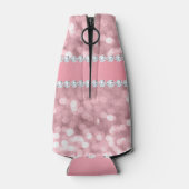 ピンクグリッター《写真》ぼけ味とダイヤモンドパーソナライズされた ボトルクーラー (裏面)