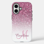 ピンクグリッター、名前とモノグラムガーリー、 Case-Mate iPhoneケース (裏面)