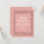 ピンクグリッター 女性 70歳の誕生日 カード (正面/裏面インサイチュ)