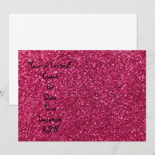 ピンクグリッター 招待状 (正面/裏面)