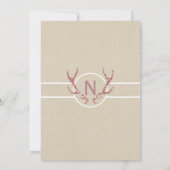 ピンクグリッター〔雄ジカの〕枝角素朴クラフトブライダルシャワー 招待状 (裏面)