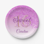 ピンクグリッター, 16グリッター, Sweet 16誕生日 ペーパープレート (正面)