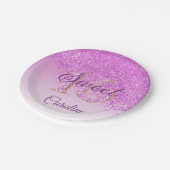 ピンクグリッター, 16グリッター, Sweet 16誕生日 ペーパープレート (アングル)