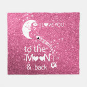 ピンクグリッター | I Love You To The Moon フリースブランケット (正面(横))
