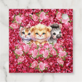 ピンクグリッターGIrlの赤ちゃんシャワー野生動物 フェイバータグ (裏面)