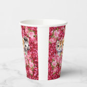 ピンクグリッターGIrlの赤ちゃんシャワー野生動物 紙コップ (左)