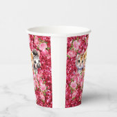 ピンクグリッターGIrlの赤ちゃんシャワー野生動物 紙コップ (右)