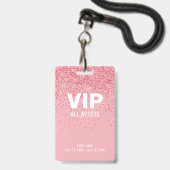 ピンクグリッターGlam VIPすべてのアクセスパスイベントID バッジ (Front with Lanyard)