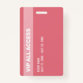 ピンクグリッターGlam VIPすべてのアクセスパスイベントID バッジ (裏面)