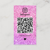 ピンクグリッターInstagram LUXURY QRコード 名刺 (裏面)