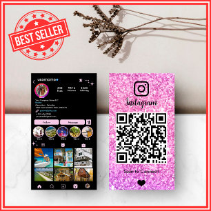 ピンクグリッターInstagram LUXURY QRコード 名刺