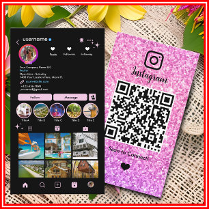 ピンクグリッターInstagram LUXURY QRコード 名刺