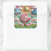 ピンクグリッターPram & Rainbowsベビーシャワー スクエアシール (バッグ)