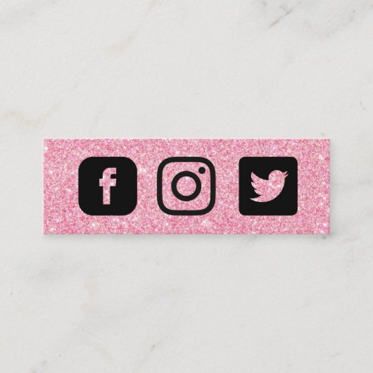 ピンクグリッターTwitter Facebook Instagram スキニー名刺 (正面)