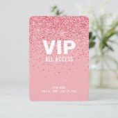 ピンクグリッターVIPオールアクセスIDバッジ 3.5" x 5" 招待状 (スタンド正面)