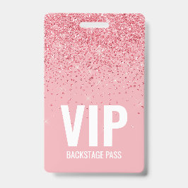 ピンクグリッターVIPバックステージパスとQRコードID バッジ