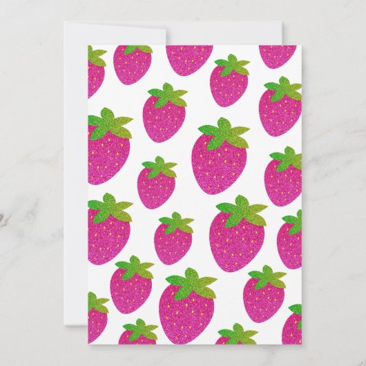 ピンクグリッターY2Kいちご1st誕生日 招待状 (裏面)