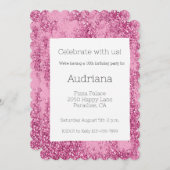 ピンクグリッツグリッタースパークル16誕生日 招待状 (正面/裏面)