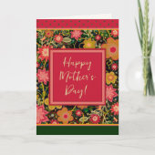 ピンクグリーンかわいらしフローラユニークハッピーマザーズデイ カード (正面)