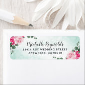 ピンクグリーンとシルバーウォーターの色のフローラ結婚ズ ラベル (インサイチュ)