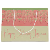 ピンクグリーンとベージュ ラージペーパーバッグ (正面)