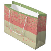 ピンクグリーンとベージュ ラージペーパーバッグ (正面アングル)