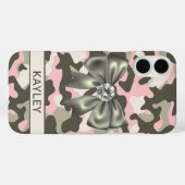 ピンクグリーンのカモフラージュ柄 オリジナルデザイン Case-Mate iPhoneケース (裏面 (横))