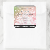 ピンクグリーンのグリッター製品ラベル ダイヤモンド シルバー スクエアシール (バッグ)