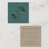 ピンクグリーンの葉イニシャルリースギフト券 スクエア名刺 (正面/裏面)