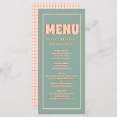 ピンクグリーンはっきりしたGroovyタイポグラフィ結婚のメニュー メニュー