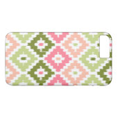 ピンクグリーンアステカ部族プリントイカットダイヤモンドパターン Case-Mate iPhoneケース (裏面(横))