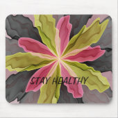 ピンクグリーンアントラサイトファンタジーフラワーフラクタル文字 マウスパッド (正面)