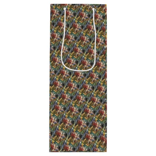 ピンクグリーンイエローディアー ワインギフトバッグ (正面)