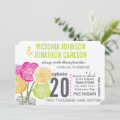 ピンクグリーンイエローフォトフローラModernTypography 招待状 (スタンド正面)