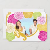 ピンクグリーンイエローフォトフローラModernTypography 招待状 (裏面)