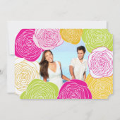 ピンクグリーンイエローフォトフローラModernTypography 招待状 (裏面)