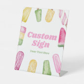 ピンクグリーンイエローポップシクルカスタムパーティーテーブル記号 台座サイン (正面)