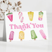 ピンクグリーンイエローレトロポプシクルバースデーパーティー サンキューカード