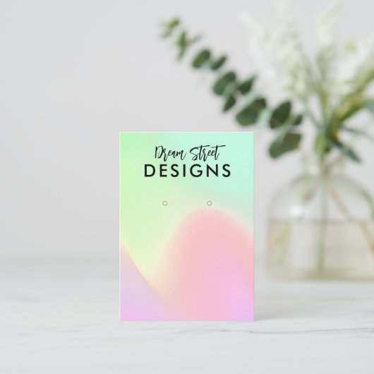 ピンクグリーンイヤリング表示カード 名刺 (スタンド正面)