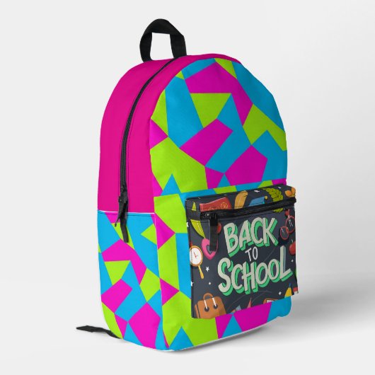ピンクグリーンインディゴカラー新学期 プリントバックパック (裏面左端)