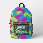 ピンクグリーンインディゴカラー新学期 プリントバックパック (正面)