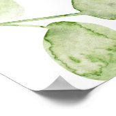 ピンクグリーンウォーター色フローラブライダルシャワーへようこそ ポスター (角)